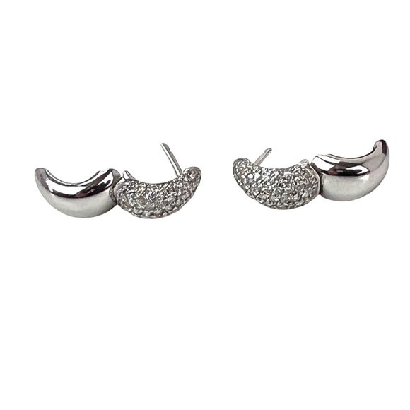 Roberto Coin Diamond & 18K White Gold Huggie Hoop Earrings/0.5" - Picture 9 of 16